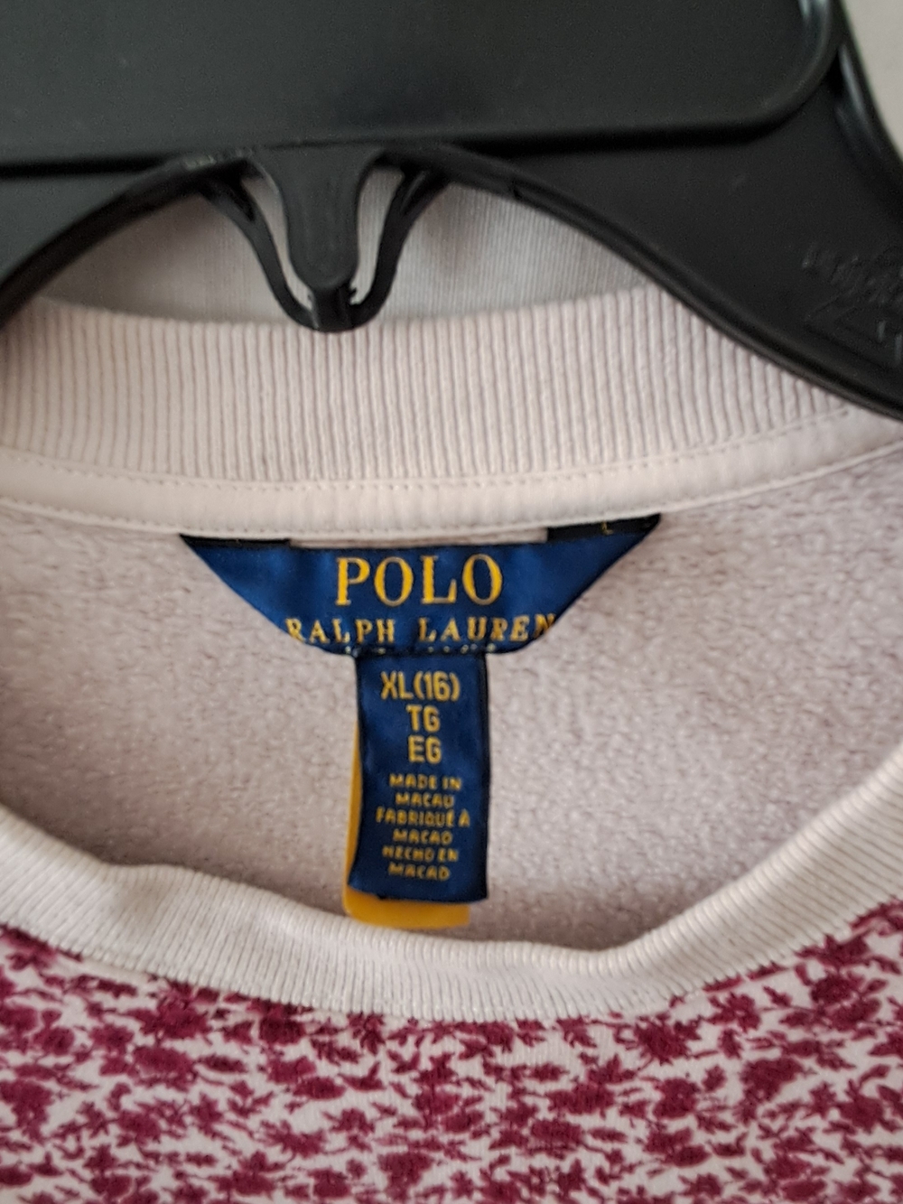 Polo Ralph Lauren Girls XL 16 Red Floral Ruffle Shoulder Fleece Sweatshirt - Picture 7 of 7